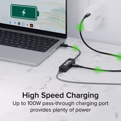 Plugable Technologies USB C to Ethernet Adapter 2.5Gb with 100W USB-C PD Charging, 2.5 Gigabit Type C USB Ethernet Adapter for Windows, MacBook, Chrome, iPad, Surface, XPS, Thunderbolt 4, USB4 (USBC-E2500PD) - Additional view 4