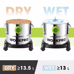 WORKPRO 1200W 20L Wet and Dry Vacuum Cleaner with HEPA, 3-in-1 Blower Function, Powerful Industrial Dust Extractor with Stainless Steel Tank for