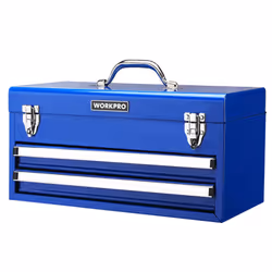 WORKPRO Tool Box with Drawers 18 Inch Metal Tool Box with 2 Drawers and 1 Top Storage Portable Tool Box Metal Latch and Lin ...