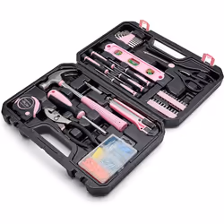 Amazon Basics DIY Household Tool Set With Storage Case  142 Piece  Pink  13.39 x 9.25 x 2.95 inch
