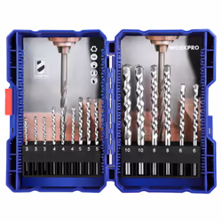 WORKPRO 15 Pieces Masonry Drill Bit Set with Case, Hammer Drill Bit Set, Carbide Tip Drill Bits for Concrete/Glass/Brick/Plas ...