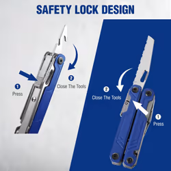 18 in 1 Multi Tool Pliers with Sheath-Blue, Stainless Steel Multi Tool with Carry Bag, Saws, Wood, Metal Files, Multi