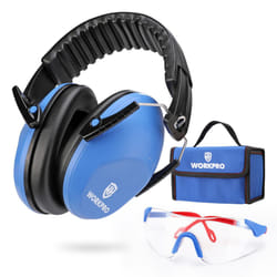 WORKPRO Noise Cancelling Headphones Kids  Kids Safety Glasses  NRR 25dB Noise Reduction Safety  Kids Ear Protection Ear Muffs Set come with Safety Gla