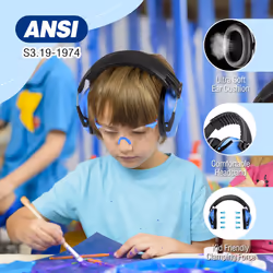 WORKPRO Noise Cancelling Headphones Kids  Kids Safety Glasses  NRR 25dB Noise Reduction Safety  Kids Ear Protection Ear Muffs Set come with Safety Gla