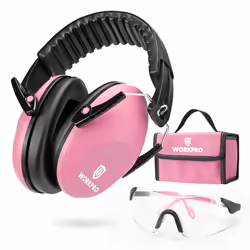 WORKPRO Noise Cancelling Headphones Kids  Kids Safety Glasses  NRR 25dB Noise Reduction Safety  Kids Ear Protection Ear Muffs ...