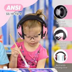 WORKPRO Noise Cancelling Headphones Kids  Kids Safety Glasses  NRR 25dB Noise Reduction Safety  Kids Ear Protection Ear Muffs Set come with Safety Gla