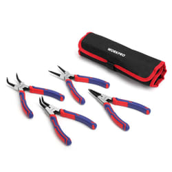 WORKPRO 4-piece Snap Ring Pliers Set - Heavy Duty 7-inch Internal/External Circlip Pliers Kit (Tip Diameter 5/64)-Straight/Bent Jaw - Cr-V Steel - For