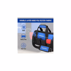 WORKPRO 14-Inch Tool Bag Organiser, Small Tool Bag, Muti-Purpose Wide Open Mouth Tool Storage Bag with Adjustable Shoulder Strap