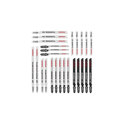 WORKPRO 25-Piece T-Shank Jig Saw Blade Set with Storage Case, Made with HCS/HSS/BIM, Assorted Blades for Wood, Plastic and Metal Cutting, Compatible