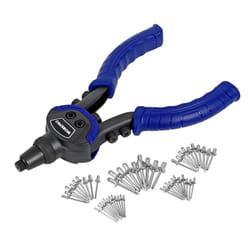 Rivet Gun Set 5-in-1, 10-Inch Pop Riveter with 5 Sizes Interchangeable Nozzle 2.4mm 3.2mm 4mm 4.8mm 6.4mm, Heavy Duty