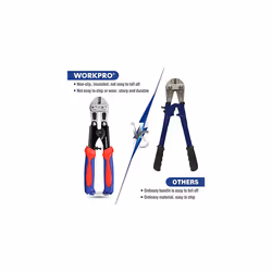 WORKPRO Mini Bolt Cutter 8-inch/210mm, CR-MO Heavy Duty Wire Cable Cutter, Spring Snips Clippers with Soft Anti-Slip Handle