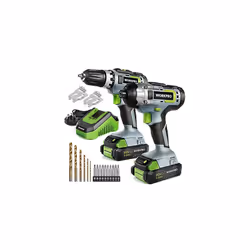WORKPRO 20V Cordless Compact Drill Driver and Impact Driver, Combi Drill Including 2 x 2.0Ah Li-ion Batteries, 1 Hour Fast Ch ...