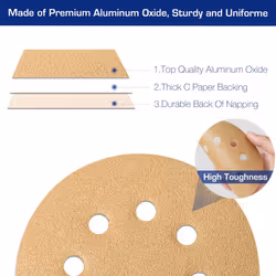50Pcs Sanding Discs 125mm, 80 120 240 Mixed Grits Hook and Loop Sandpaper, 3 Times Stronger Orbital Sander Discs with 8 Holes, Ideal for Grinding,