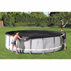 Bestway Round PVC 16 Foot Pool Cover for Above Ground Pro Frame Pools