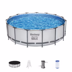 Bestway Steel Pro MAX 15 Foot by 48 Inches Round Above Ground Family Swimming Pool Set Outdoor Steel Frame with Filter  Pump  ...
