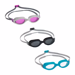 Bestway Accelera 3-Pack Adult 14+ Goggles, Unisex, Assorted colours, Silicone, Assorted colours, Polycarbonate, Grey