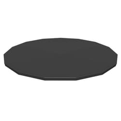 Bestway Flowclear PVC Round 14 Foot Pool Cover for Above Ground Frame Pools with Drain Holes and Secure Tie-Down Ropes  Black (Cover Only)