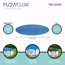 Bestway Flowclear 14 Feet Round Above Ground Solar Pool Cover Only for Pool Water Maintenance of Swimming Pools 15 Feet in Diame