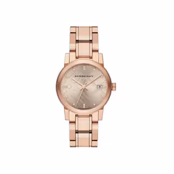 BURBERRY WOMENS THE CITY WATCH BU9126 ROSE GOLD METAL STRAP- UK SELLER