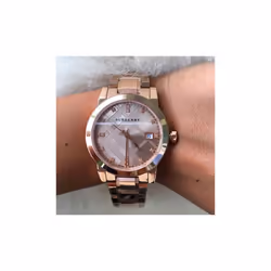 BURBERRY WOMENS THE CITY WATCH BU9126 ROSE GOLD METAL STRAP- UK SELLER