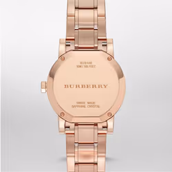 NEW BURBERRY BU9146 LADIES THE CITY ROSE GOLD CHECK DIAL WATCH -1 YEAR WARRANTY