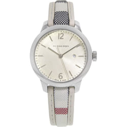BURBERRY WOMEN'S 32MM LEATHER BAND STEEL CASE SWISS QUARTZ WATCH BU10113