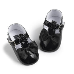 Meckior Infant Baby Girls Soft Sole Bowknot Princess Wedding Dress Mary Jane Flats Prewalker Newborn Light Baby Sneaker Shoes