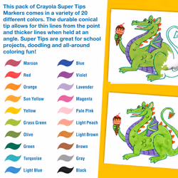 Crayola Super Tips Markers, Washable Markers, 20 Count