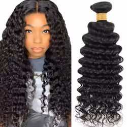 Human Hair Bundles Deep Wave One Bundle 20inch Brazilian Virgin Human Hair Bundles Deep Wave Hair Bundles for Black Woman 100 ...