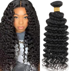Human Hair Bundles Deep Wave One Bundle 20inch Brazilian Virgin Human Hair Bundles Deep Wave Hair Bundles for Black Woman 100% Unprocessed Human Hair
