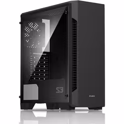 Zalman S3 TG - ATX Mid Tower Computer PC Case - Tempered Glass Side Panel - 3 x 120mm Case Fan Pre-Installed  Black