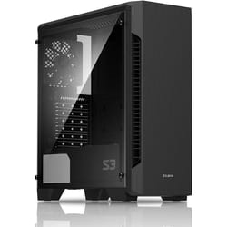 Zalman S3 TG - ATX Mid Tower Computer PC Case - Tempered Glass Side Panel - 3 x 120mm Case Fan Pre-Installed  Black