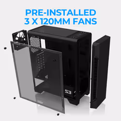 Zalman - S3 - ATX Mid-Tower PC Case - Full Acrylic Side Panel - 3x Cas