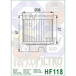Hiflofiltro Oil Filter - HF118, Size 47 mm