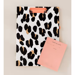 Kate Spade New York Leopard Print A4 Clipboard Folio with Low Profile Clip  Professional Padfolio Includes Lined Notepad  Pen Loop  and Pocket  Forest