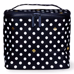 Kate Spade New York Insulated Soft Cooler Lunch Tote with Double Zipper Close and Carrying Handle  Polka Dots BlackWhite
