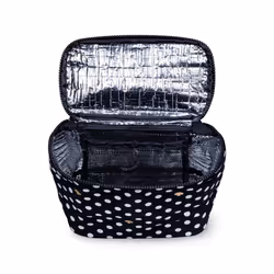 Kate Spade New York Insulated Soft Cooler Lunch Tote with Double Zipper Close and Carrying Handle  Polka Dots BlackWhite