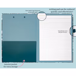 Kate Spade New York Clipboard Folio with Low Profile Clip  Professional Padfolio Includes Lined Notepad  Pen Loop  and Pocket  Fall Floral