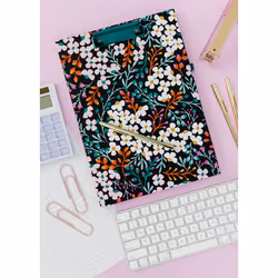 Kate Spade New York Clipboard Folio with Low Profile Clip  Professional Padfolio Includes Lined Notepad  Pen Loop  and Pocket  Fall Floral
