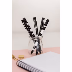 Kate Spade New York Black Ink Pen Set of 5  Cute Plastic Click Pens  Dots and Stripes