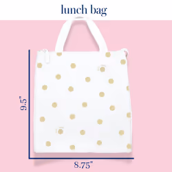 Kate Spade New York Insulated Lunch Tote Small Lunch Cooler Cute Lunch Bag for Women Thermal Bag with Double Zipper Close and Carrying Handle Gold Dot