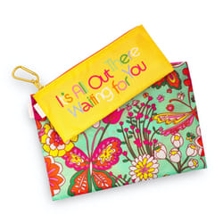 Travel Bags Carryall Duo, Nylon Bag Set of 2, Zip Pouches for Pencils/Toiletries/Accessories (small), Magic Garden (Mint), Travel