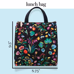 Kate Spade New York Cute Lunch Bag for Women  Large Capacity Lunch Tote  Black Adult Lunch Box with Silver Thermal Insulated Int