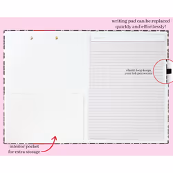 Kate Spade New York A4 Clipboard Folio with Low Profile Clip  Professional Padfolio Includes Lined Notepad  Pen Loop  and Pocket  Black Spade Flower