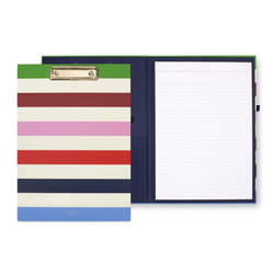 kate spade new york Clipboard Folio with Low Profile Clip  Professional Padfolio Includes Lined Notepad  Pen Loop  and Pocket  Adventure Stripe (23704