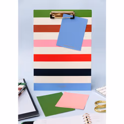 kate spade new york Clipboard Folio with Low Profile Clip  Professional Padfolio Includes Lined Notepad  Pen Loop  and Pocket  Adventure Stripe (23704