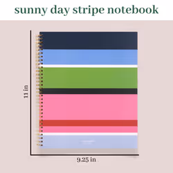 kate spade new york Large College Ruled Notebook  11"""" x 9.5"""" Spiral Notebook with 160 Pages  Sunny Day Stripe