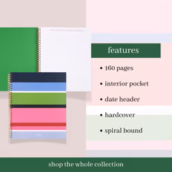 kate spade new york Large College Ruled Notebook  11"""" x 9.5"""" Spiral Notebook with 160 Pages  Sunny Day Stripe