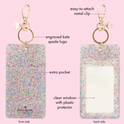 Kate Spade New York Id Badge Clip Key Chain  Multi Glitter