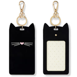 Kate Spade New York ID Badge Clip Key Chain  Silicone Keychain Accessory  Black Cat